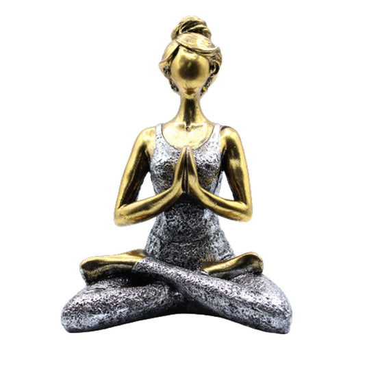 Yoga-Dame-Figur - Bronze &amp; Silber 24cm