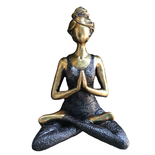 Yoga-Dame-Figur – Bronze &amp; Schwarz, 24 cm