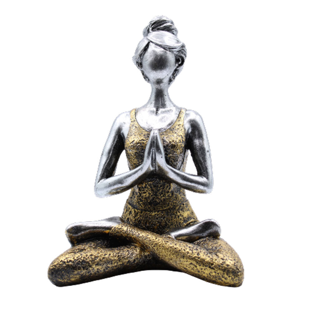 Yoga Lady Figur - Silber &amp; Gold 24cm
