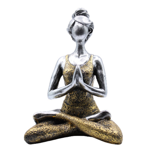 Yoga Lady Figur - Silber &amp; Gold 24cm