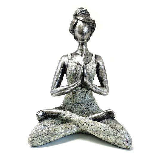 Yoga Lady Figur - Silber &amp; Weiß 24cm
